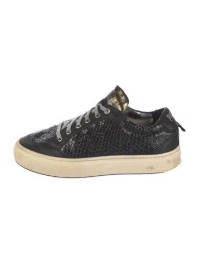 Pre-owned P448 Leather Animal Print Sneakers In Green