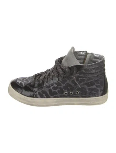 Pre-owned P448 Leather Animal Print Sneakers In Grey