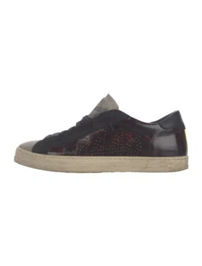 Pre-owned P448 Leather Animal Print Sneakers In Grey/metallic