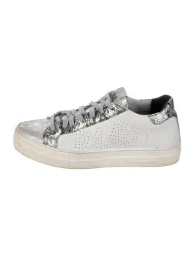 Pre-owned P448 Leather Animal Print Sneakers In Metallic/neutrals