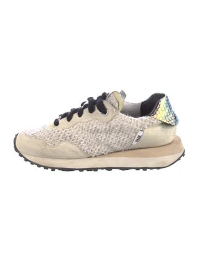 Pre-owned P448 Leather Animal Print Sneakers In Neutral