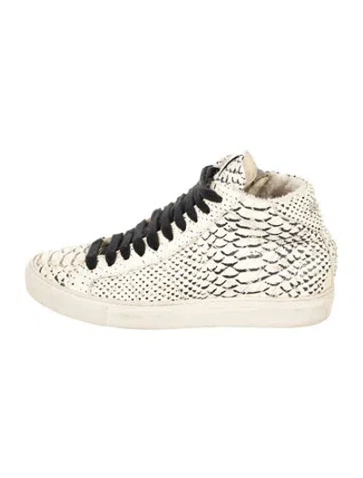 Pre-owned P448 Leather Animal Print Sneakers In Neutral