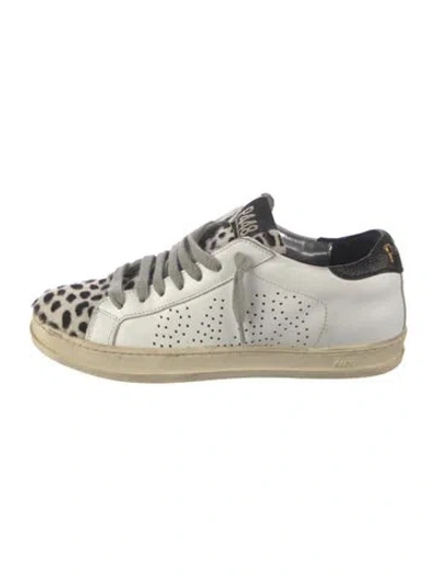 Pre-owned P448 Leather Animal Print Sneakers In Neutrals