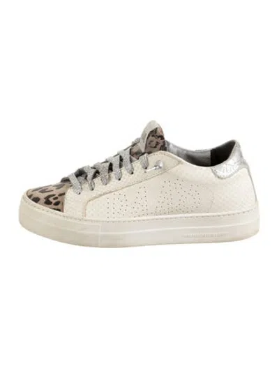 Pre-owned P448 Leather Animal Print Sneakers In Neutrals