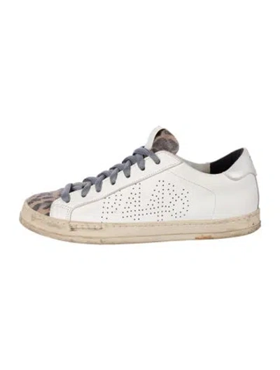 Pre-owned P448 Leather Animal Print Sneakers In White