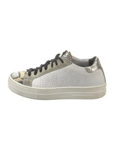 Pre-owned P448 Leather Animal Print Sneakers In White