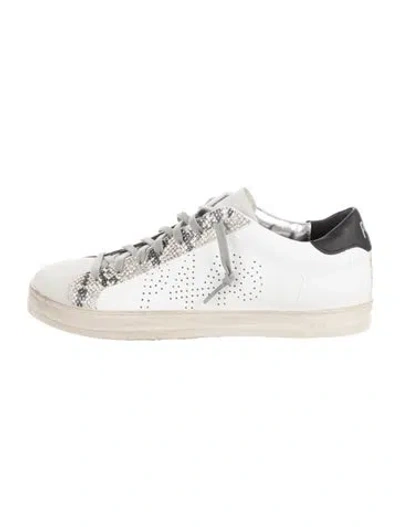 Pre-owned P448 Leather Animal Print Sneakers In White