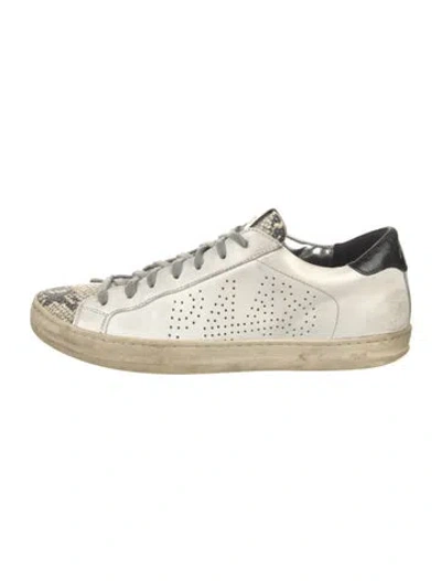Pre-owned P448 Leather Animal Print Sneakers In White