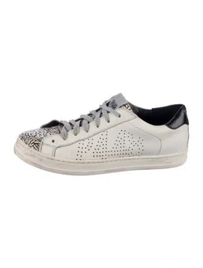 Pre-owned P448 Leather Animal Print Sneakers In White