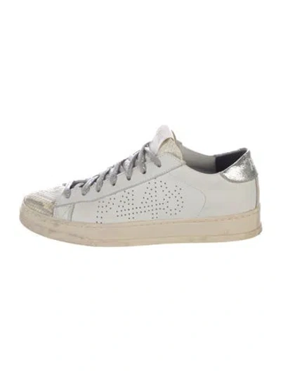 Pre-owned P448 Leather Animal Print Sneakers In White