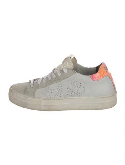 Pre-owned P448 Leather Animal Print Sneakers In White