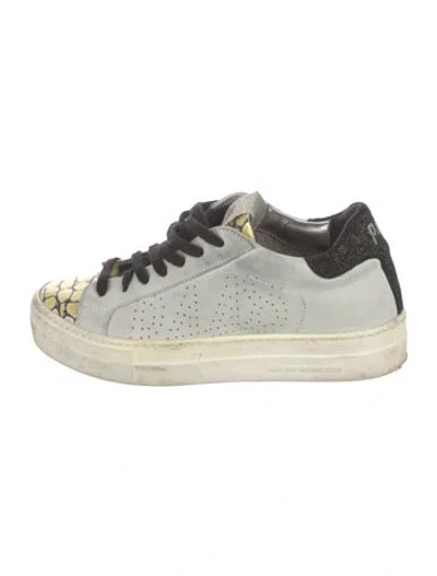 Pre-owned P448 Leather Animal Print Sneakers In White