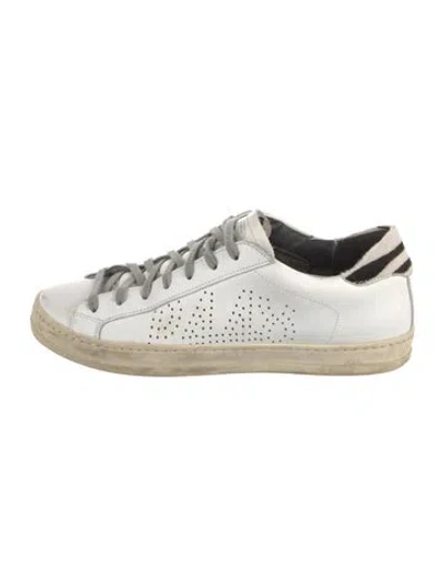 Pre-owned P448 Leather Animal Print Sneakers In White
