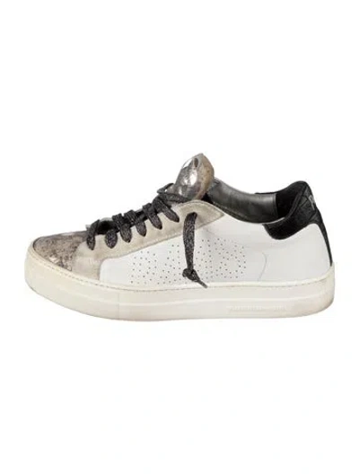 Pre-owned P448 Leather Animal Print Sneakers In White