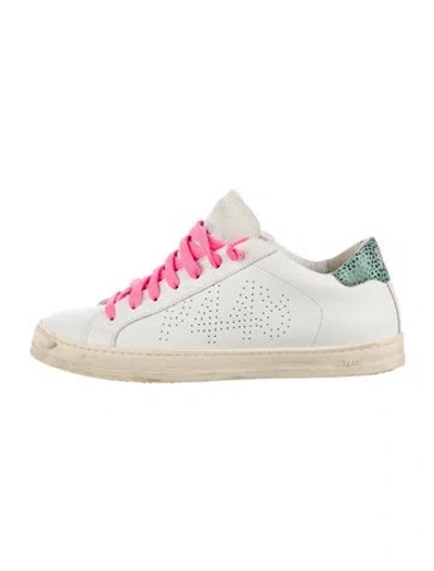 Pre-owned P448 Leather Animal Print Sneakers In White