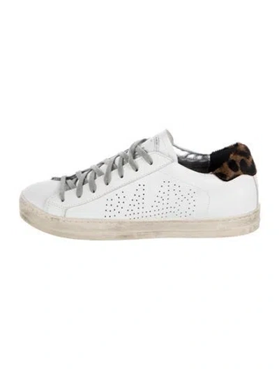 Pre-owned P448 Leather Animal Print Sneakers In White