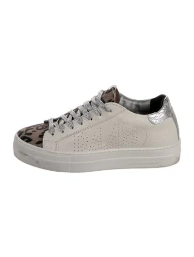 Pre-owned P448 Leather Animal Print Sneakers In White