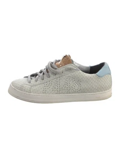 Pre-owned P448 Leather Animal Print Sneakers In White