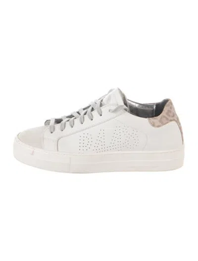 Pre-owned P448 Leather Animal Print Sneakers In White