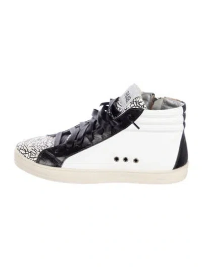 Pre-owned P448 Leather Colorblock Pattern Sneakers In Black