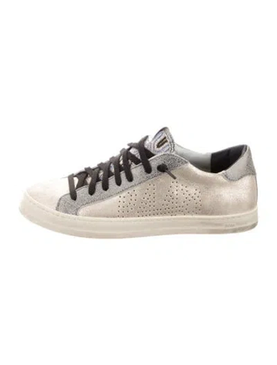 Pre-owned P448 Leather Colorblock Pattern Sneakers In Gold/metallic