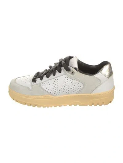 Pre-owned P448 Leather Colorblock Pattern Sneakers In Gray