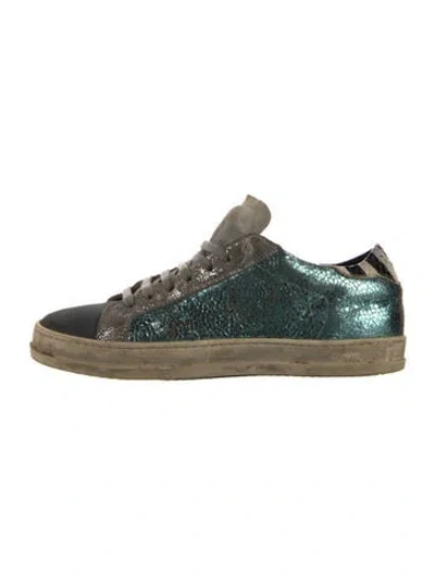 Pre-owned P448 Leather Colorblock Pattern Sneakers In Green