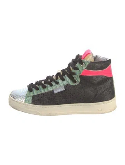 Pre-owned P448 Leather Colorblock Pattern Sneakers In Multi