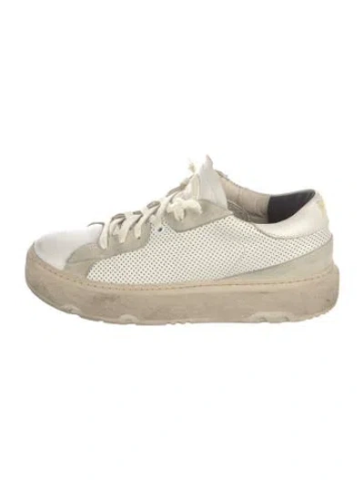 Pre-owned P448 Leather Colorblock Pattern Sneakers In Neutral