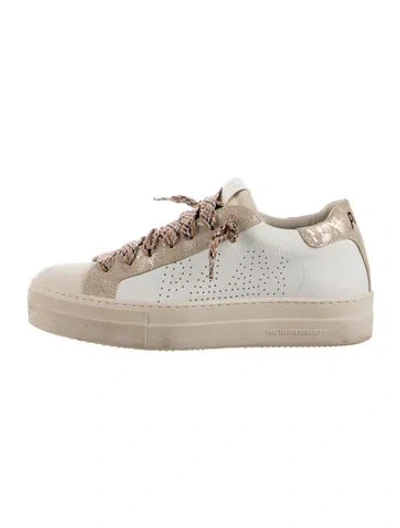 Pre-owned P448 Leather Colorblock Pattern Sneakers In Neutral