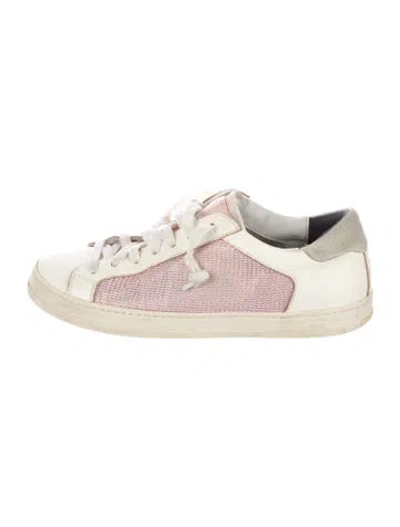 Pre-owned P448 Leather Colorblock Pattern Sneakers In Neutral