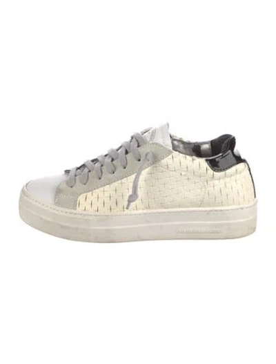 Pre-owned P448 Leather Colorblock Pattern Sneakers In Neutrals