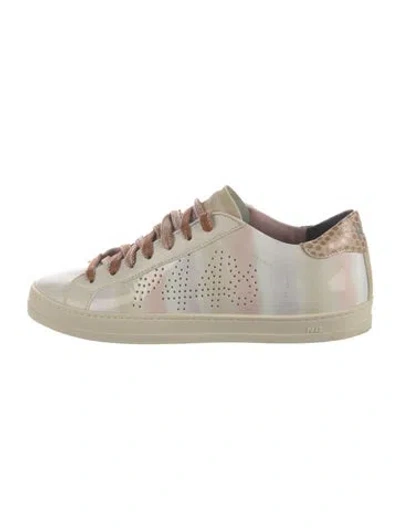 Pre-owned P448 Leather Colorblock Pattern Sneakers In Neutrals