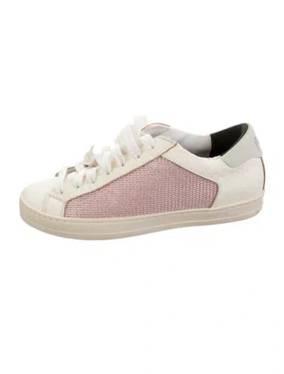 Pre-owned P448 Leather Colorblock Pattern Sneakers In Pink