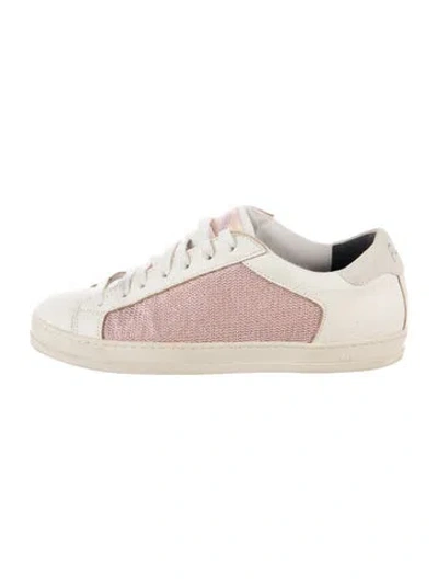 Pre-owned P448 Leather Colorblock Pattern Sneakers In Pink