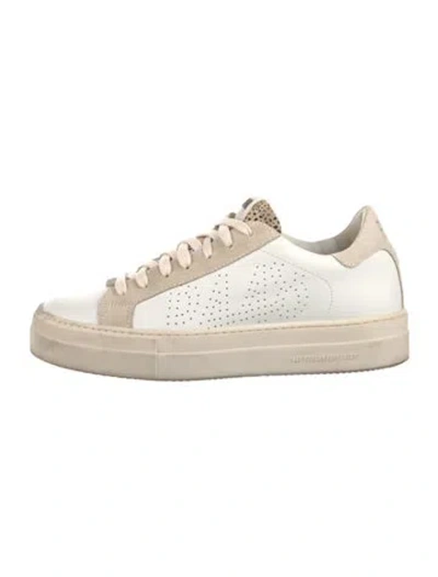 Pre-owned P448 Leather Colorblock Pattern Sneakers In White