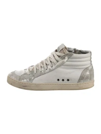 Pre-owned P448 Leather Colorblock Pattern Sneakers In White