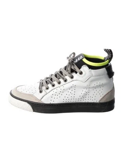 Pre-owned P448 Leather Colorblock Pattern Sneakers In White