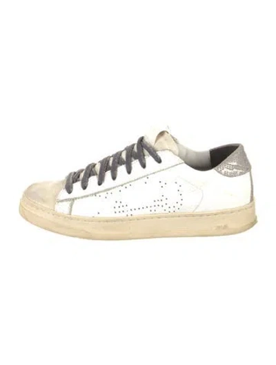 Pre-owned P448 Leather Colorblock Pattern Sneakers In White