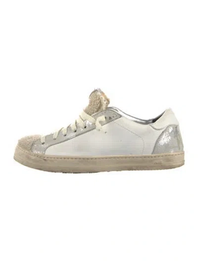 Pre-owned P448 Leather Colorblock Pattern Sneakers In White