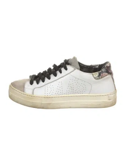 Pre-owned P448 Leather Colorblock Pattern Sneakers In White