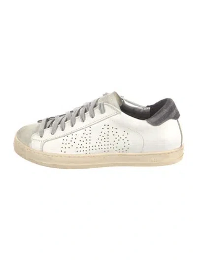 Pre-owned P448 Leather Colorblock Pattern Sneakers In White