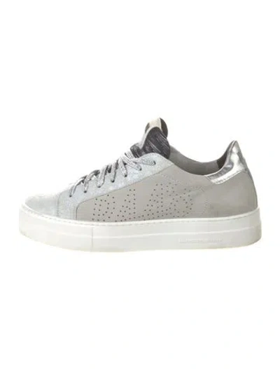 Pre-owned P448 Leather Colorblock Pattern Sneakers In White