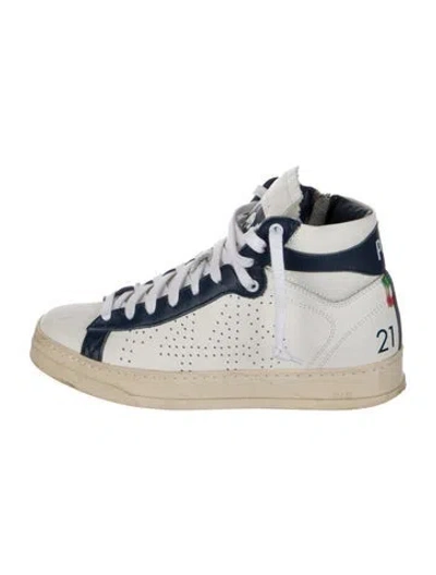 Pre-owned P448 Leather Colorblock Pattern Sneakers In White