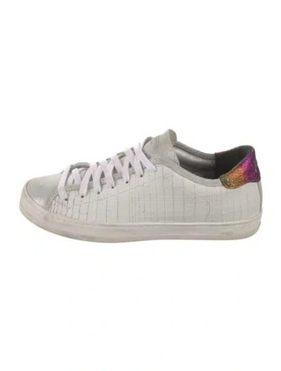 Pre-owned P448 Leather Colorblock Pattern Sneakers In White