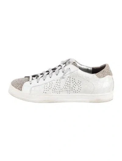 Pre-owned P448 Leather Colorblock Pattern Sneakers In White