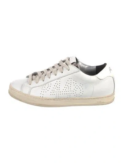 Pre-owned P448 Leather Colorblock Pattern Sneakers In White