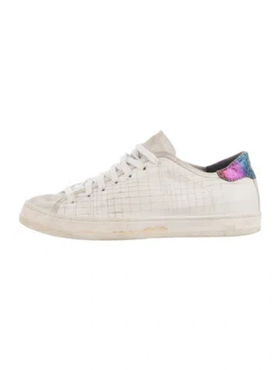 Pre-owned P448 Leather Colorblock Pattern Sneakers In White