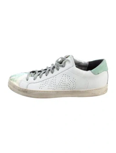 Pre-owned P448 Leather Colorblock Pattern Sneakers In White