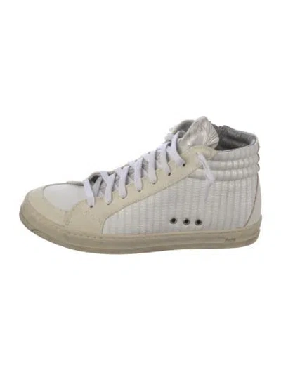 Pre-owned P448 Leather Colorblock Pattern Sneakers In White